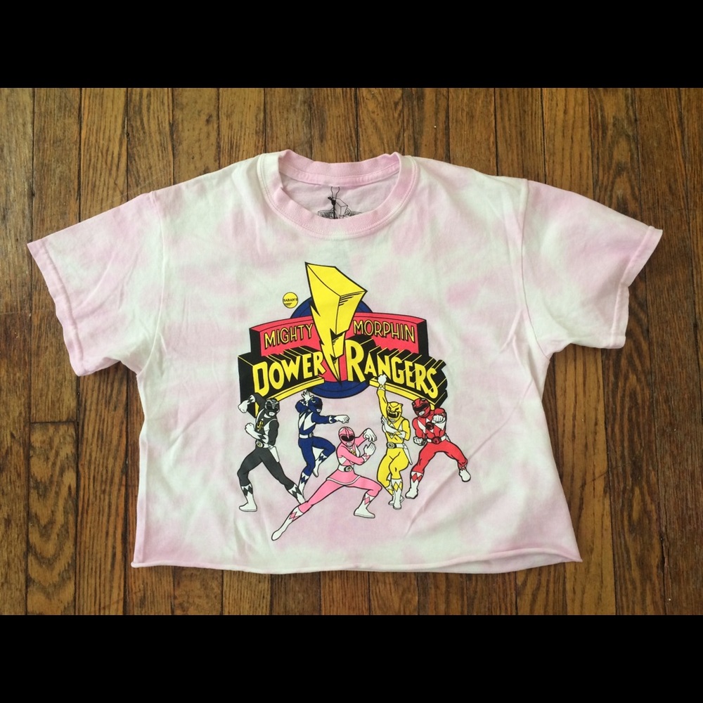 Cropped Pink Tie-Dye Power Rangers Tee